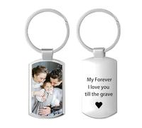 WBW Personalised Photo Keyring Custom Printed Text Keychain Gift for Men Women Valentine's Day Father's Day Mother's Day (Rectangular)