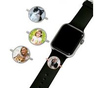 WBW Personalised Watch Charms for Watch Strap - Custom Photo Smartwatch Charms Watch Accessories Birthday, Anniversary, Valentine's Day Gift for Women, Men, Couples (Round charm)
