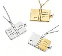 WBW Personalized Book Locket Necklace for Daughter, Custom Openable Pendant with 6 Engravable Pages, Unique Birthday Gift Ideas for Mom, Daughter, Grandma from Husband or Kids (Silver)