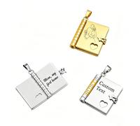 WBW Personalized Book Locket Necklace for Daughter, Custom Openable Pendant with 6 Engravable Pages, Unique Birthday Gift Ideas for Mom, Daughter, Grandma from Husband or Kids (Silver + Gold)