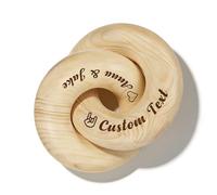 WBW Personalized Interlocking Wooden Knot, Customizable Chain Link Sculpture, Custom Wood Circle Knots Decor Engraved Names Date Icon, Handmade Table Decors Gift for Wedding, Mother’s Day (RING 2)
