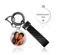 WBW Personalized Keychain with Picture - Custom Photo & Text Keychain, Personalized Key chain for Men Boyfriend Family Lovers (Round Keychain)