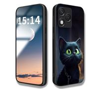 WBWONE Case for Huawei Honor 400 Lite 5G Case, Anti-Scratch Cute Cat Pattern Cover, Silicone Shockproof TPU Frame Bumper Phone Shell - Black Cat