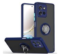 WBWONE Case for Motorola Moto Edge 50 Neo, Shockproof TPU/PC Protection Cover with Ring Kickstand, Anti-Scratch Frosted Translucent Anti-fingerprint Bumper, Royal Blue