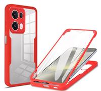 WBWONE Case for OPPO Reno13 Pro 5G / OPPO Reno 13 Pro 5G Built in Screen Protector, Full Body Shockproof Protection, Transparent PC Back Cover and Soft TPU Bumper Shell. Red