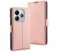WBWONE Cover for Xiaomi Redmi Note 14 4G (Not for 5G) Case, Magnetic Flip Leather Case with Card Slots and Kickstand Shockproof Protective Cover - Rose Gold