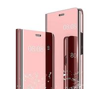 WBWONE Flip Clear Smart View Case for Huawei Honor 400 Lite 5G Case, Mirror Plating Full Body 360° Protection Cover, Makeup Translucent Standing Phone Shell. Rose Gold