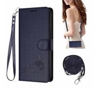 WBWONE Leather Case for Fairphone 6 Cover, Magnetic Wallet Phone Case with Card Holder + Long Rope, Flip Case/Cover with Stand - Blue