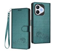 WBWONE Leather Case for Huawei Honor 400 Lite 5G Magnetic Wallet Cover RFID Shell, Card Slots/Stand Bumper Foldable Cat Pattern Design - Dark Green