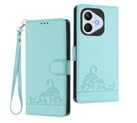 WBWONE Leather Case for Huawei Honor 400 Lite 5G Magnetic Wallet Cover RFID Shell, Card Slots/Stand Bumper Foldable Cat Pattern Design - Light Green