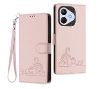 WBWONE Leather Case for Huawei Honor 400 Lite 5G Magnetic Wallet Cover RFID Shell, Card Slots/Stand Bumper Foldable Cat Pattern Design - Rose Gold