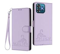 WBWONE Leather Case for Oukitel C53 Magnetic Wallet Cover RFID Shell, Card Slots/Stand Bumper Foldable Cat Pattern Design - Purple