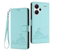 WBWONE Leather Case for Xiaomi Redmi Note 13 Pro+ Plus 5G Magnetic Wallet Cover RFID Shell, Card Slots/Stand Bumper Foldable Cat Pattern Design - Light Green