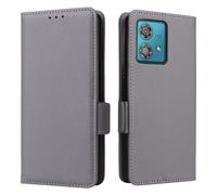 WBWONE Leather Folio Case for Motorla Moto Edge 40 Neo Cover, Magnetic Leather Wallet Phone Case with Card Holder | Flip Folio Case/Cover with Stand - Gray