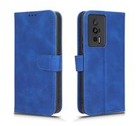 WBWONE Leather Folio Case for Xiaomi Poco F5 Pro, Magnetic Closure Full Protection Shell Book Style Wallet Flip with [Card Slots]& [Kickstand], Blue