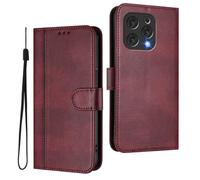 WBWONE Leather Wallet Case for Doogee N55 Case with [Card Slot][Viewing Stand] Shockproof Magnetic Clasp Protective Shell - Red
