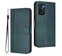 WBWONE Leather Wallet Case for OPPO A36 / A76 / Realme 9i Case with [Card Slot][Viewing Stand] Shockproof Magnetic Clasp Protective Shell - Dark Green