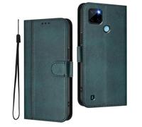 WBWONE Leather Wallet Case for Realme C21Y / C25Y Case with [Card Slot][Viewing Stand] Shockproof Magnetic Clasp Protective Shell - Dark Green