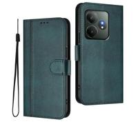 WBWONE Leather Wallet Case for Realme GT 6 / Realme GT 6T Case with [Card Slot][Viewing Stand] Shockproof Magnetic Clasp Protective Shell - Dark Green