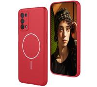 WBWONE Liquid Silicone Case for OPPO A74 5G / A54 5G, Magnetic Bumper Cover with MagSafe, Shockproof Slim Shell, Soft Touch & Microfiber Lining - Red