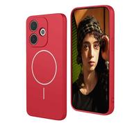 WBWONE Liquid Silicone Case for VIVO V60 Lite 5G, Magnetic Bumper Cover with MagSafe, Shockproof Slim Shell, Soft Touch & Microfiber Lining - Red