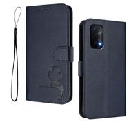 WBWONE Panda Accent Case for OPPO A74 5G / A54 5G - RFID Blocking Wallet Cover with Kickstand | Shockproof Shell & Card Holder Bumper - Blue