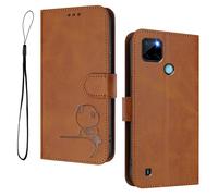 WBWONE Panda Accent Case for Realme C21Y / C25Y - RFID Blocking Wallet Cover with Kickstand | Shockproof Shell & Card Holder Bumper - Brown