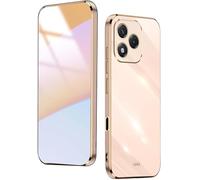 WBWONE Soft TPU Cover for Huawei Honor 400 Lite 5G Case, Slim Non-Slip Flexible Protective Shock Absorption Golden Border Plating Phone Shell Bumper - Pink