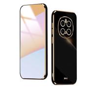 WBWONE Soft TPU Cover for Huawei Honor Magic 7 Pro / Magic7 Pro Case, Slim Non-Slip Flexible Protective Shock Absorption Golden Border Plating Phone Shell Bumper - Black