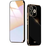 WBWONE Soft TPU Cover for OPPO A5 Pro 5G Case, Slim Non-Slip Flexible Protective Shock Absorption Golden Border Plating Phone Shell Bumper - Black