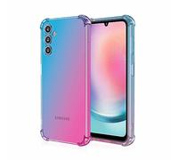 WBWONE Soft TPU Cover for Samsung Galaxy A25 5G Case, Slim Fashion Non-Slip Flexible Protective Shock Absorption Gradient Transparent Phone Shell Bumper (Blue Pink)