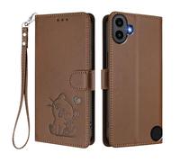 WBWONE Wallet Case for Nothing CMF Phone 1, Magnetic Cover with Cute Cat Design, TPU Leather Shell, Shockproof Bumper, Stand & Card Slots - Brown