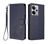 WBWONE Wallet Case for Realme 14T 5G, Magnetic Cover with Cute Cat Design, TPU Leather Shell, Shockproof Bumper, Stand & Card Slots - Blue