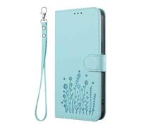 WBWONE Wallet Case for Realme GT8 Pro, Premium Leather Cover with Elegant Floral Design, Magnetic Buckle Stand Shell & Shockproof Bumper - Light Green