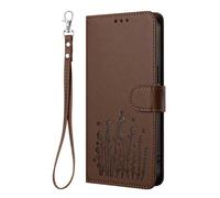 WBWONE Wallet Case for ZTE Blade A76 5G, Premium Leather Cover with Elegant Floral Design, Magnetic Buckle Stand Shell & Shockproof Bumper - Brown