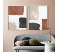 WBYZAC 2 Pieces-Mid Century Beige Burnt Minimalist Color Block Boho Poster Canvas Print Painting Abstract Watercolor Wall Art Picture Living Room Home Decor-50 * 60cm (No Frame)