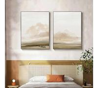 WBYZAC 2 Pieces-Modern Beige Abstract Wall Art Posters Abstract Landscape Canvas Painting Prints Pictures Minimalist Living Room Interior Kitchen Office Decor-50 * 70cm (No Frame)