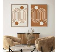 WBYZAC 2 Pieces Poster-Abstract Geometric Line Minimalist Boho Posters Canvas Painting Wall Art Print Pictures Modern Living Room Interior Office Home Decor-60 * 70cm (No Frame)