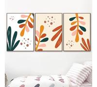 WBYZAC 3 Pictures Set-Boho Poster Set Botanical Wall Art Abstract Leaves Pastel Prints Modern Canvas Painting Office Living Room Nordic Home Decor Picture-60 * 70cm (No Frame)