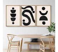 WBYZAC 3 Pictures Set-Modern Abstract Geometric Art Print Line Poster Beige And Black Arch Canvas Painting Wall Picture Office Living Room Decor Artwork-60 * 70cm (No Frame)