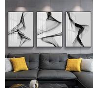 WBYZAC 3 Pictures Set-Nordic Black and White Line Canvas Painting Abstract Posters Prints Luxury Wall Art Picture Modern Living Office Room Bedroom Decor Artwork-60 * 70cm (No Frame)