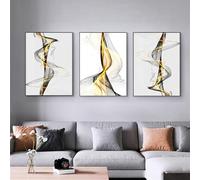 WBYZAC 3 Pieces-Abstract Line Painting Black Yellow Canvas Posters Nordic Art Prints Modern Wall Picture Artwork Bedroom Office Living Room Decor Picture-30 * 50cm (No Frame)