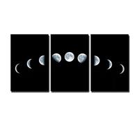 WBYZAC Abstract Canvas Painting Nine Phases Full Growth Cycle Moon Wall Art Poster Pictures Living Kitchen Bedroom Office Home Room Decoration-50 * 75cm*3Pcs (Unframed Print)