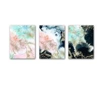 WBYZAC Abstract Gold Pink White Blue Poster Watercolor Texture Wall Art Canvas Painting Modern Art Picture Living Room Decoration Artwork-30 * 50cm*3Pcs (Unframed Print)