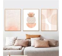 WBYZAC Art Prints Modern Wall Art Canvas Posters Pink Neutral Wall Pictures Boho Abstract Sun Geometric Painting Prints Office Decor Artwork-(60 * 70cm/24 * 27inch)*3PCS-No Frame