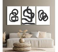 WBYZAC Boho Abstract Line Geometry Wall Art Print Canvas Painting Modern Black Nordic Poster Wall Pictures Artwork for Living Office Room Decor-(50 * 60cm/20 * 24inch)*3PCS-No Frame