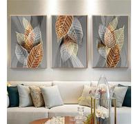 WBYZAC Botanical Posters-Canvas Poster, Modern Art Spatial Leaves Botanical Canvas Art Poster, Gray Background, for Bedroom, Kitchen Wall Art Decoration-60 * 70cm*3PCS (No Frame)