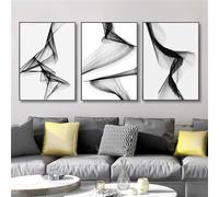 WBYZAC Canvas Art-Nordic Black White Art Wall Canvas Painting Posters Prints Abstract Line Modern Picture Artwork for Living Office Room Home Decor-40W*60L cm/(16W*24L inch)-3pcs No Frame