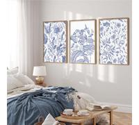 WBYZAC Canvas Paint,Abstract Blue Art Prints Art Wall Art Boho Flower Canvas Painting Poster Home Living Kitchen Office Bedroom Home Room Decoration-50 * 60cm*3Pcs (Unframed Print)