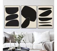 WBYZAC Canvas Poster-Black Geometric Poster Abstract Shapes Prints Modern Neutral Art Simple Boho Canvas Painting Home Living Room Office Decoration-40W*50L cm/(16W*20L inch)-3pcs No Frame